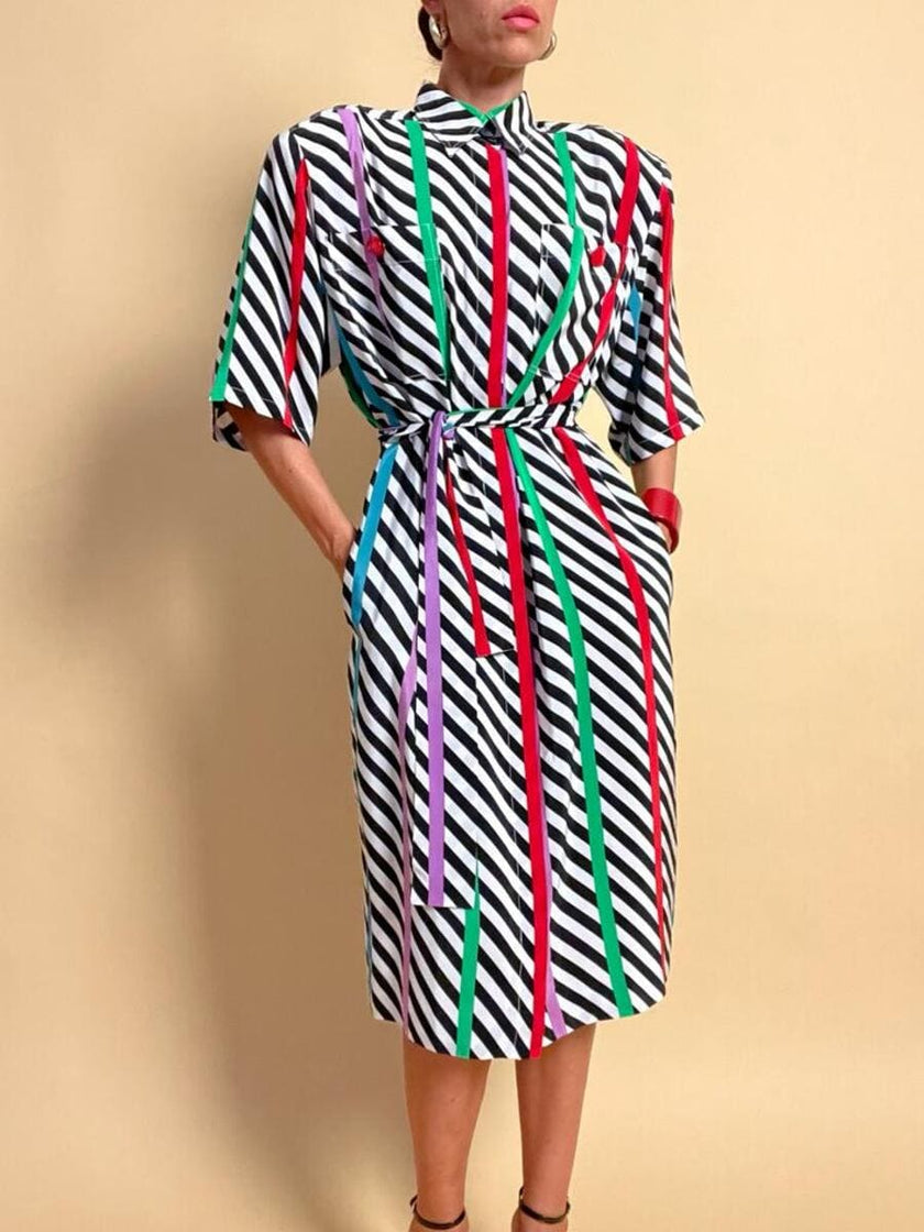Chemisier oversize in seta fantasia optical