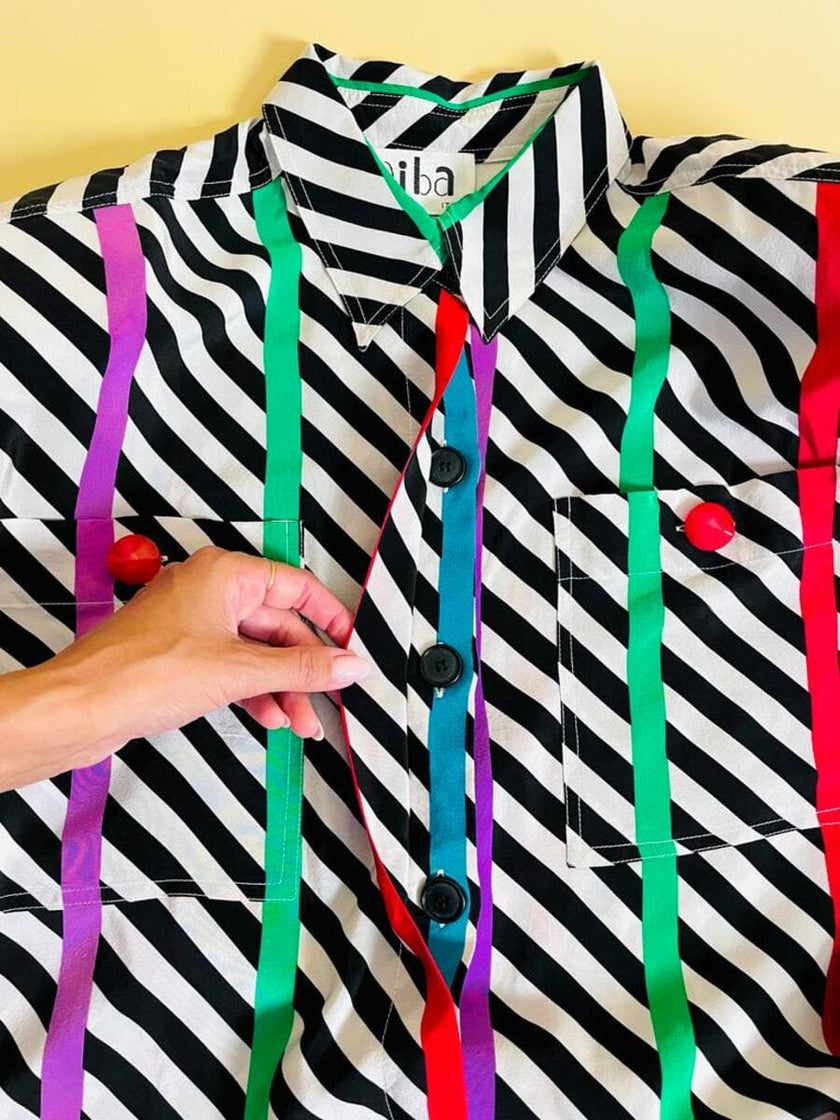 Chemisier oversize in seta fantasia optical