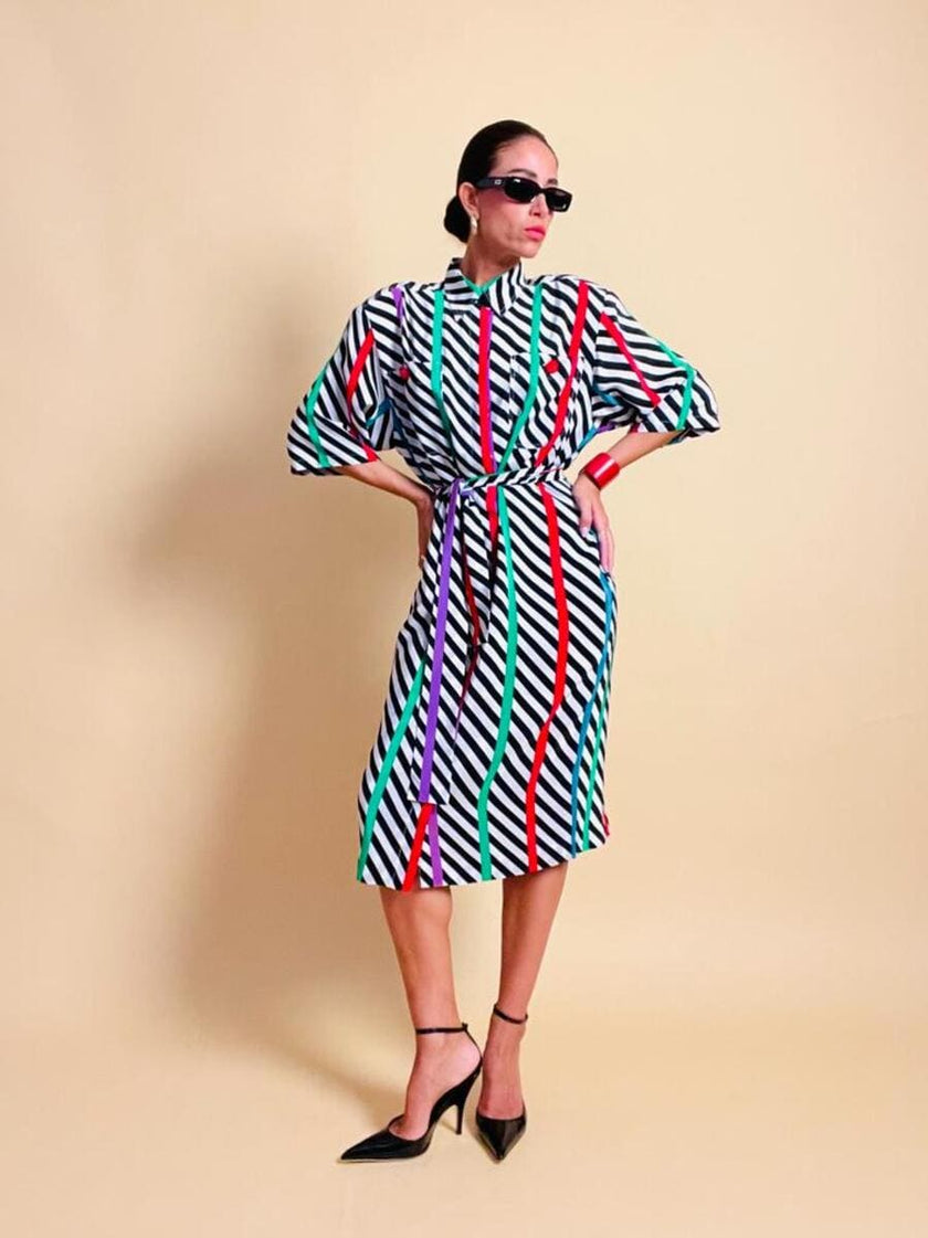 Chemisier oversize in seta fantasia optical