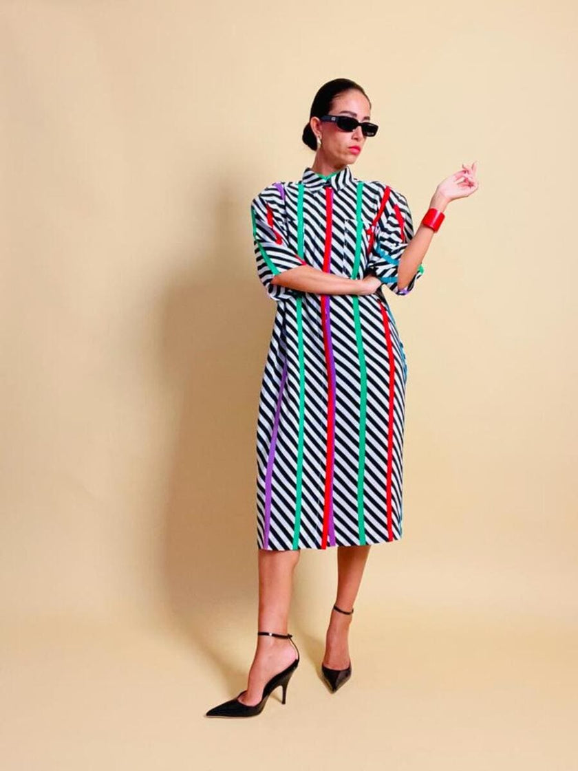 Chemisier oversize in seta fantasia optical