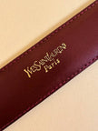 Cintura in pelle bordeaux con hardware oro 