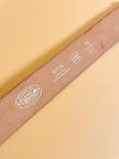 Vintage cognac leather belt with leather-wrapped rectangular buckle