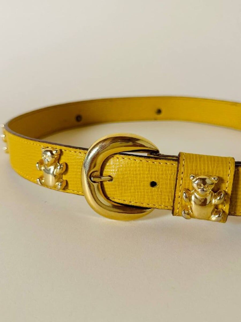 Cintura in pelle gialla con orsetti dorati “Furla”