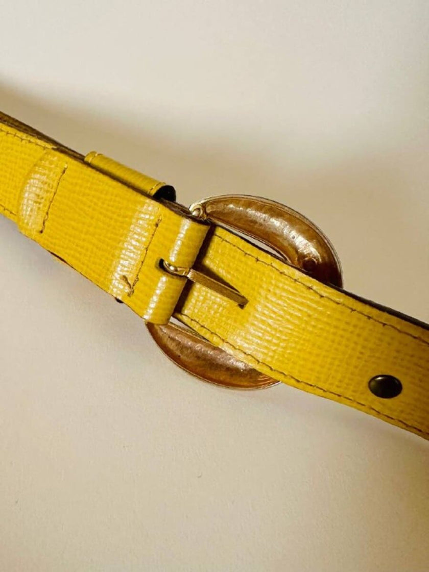 Cintura in pelle gialla con orsetti dorati “Furla”