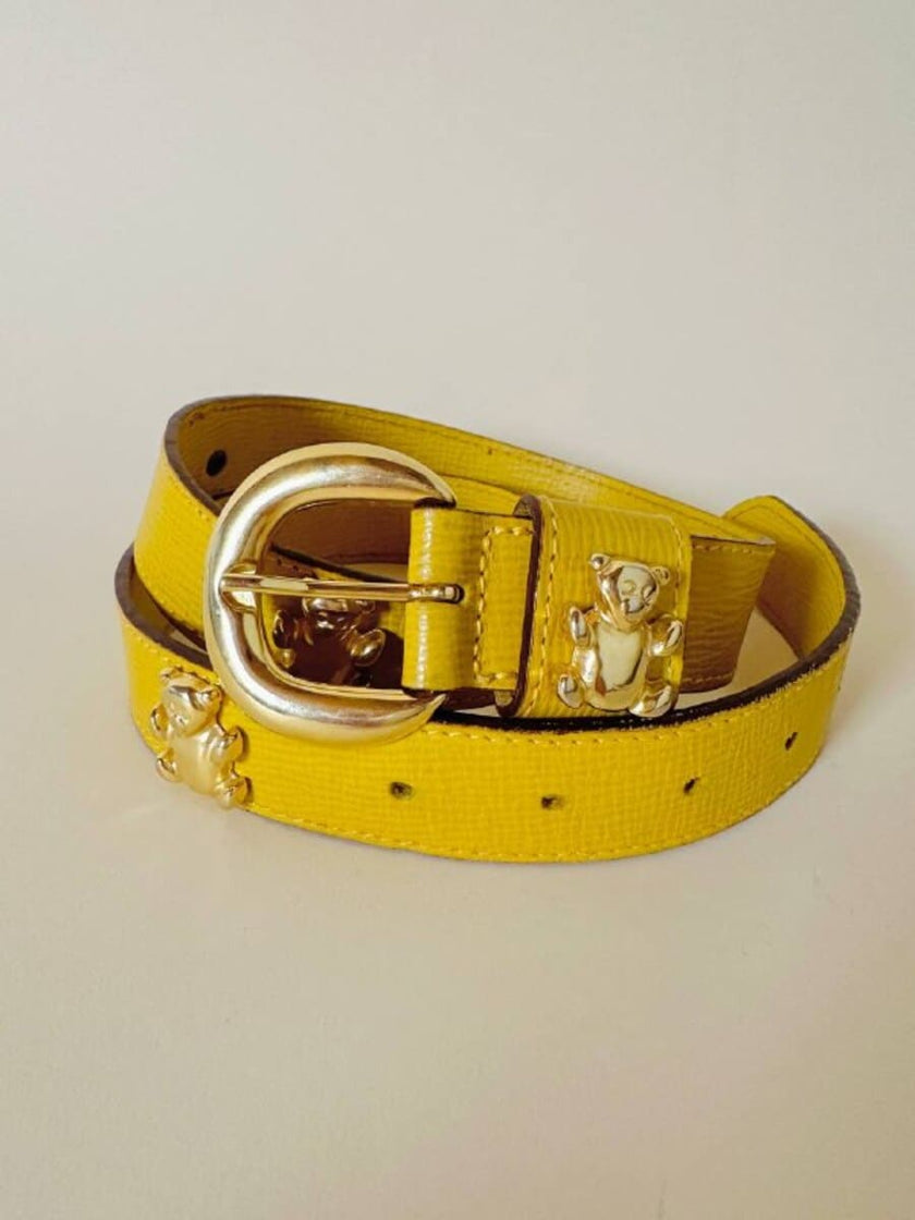 Cintura in pelle gialla con orsetti dorati “Furla”