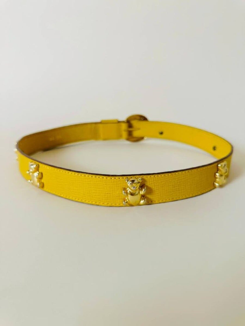 Cintura in pelle gialla con orsetti dorati “Furla”