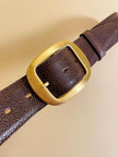 Cintura in pelle stampa tejus color ebano con maxi fibbia oro satinato