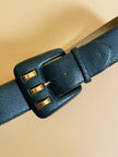 Cintura in pelle stampa tejus verde bosco con maxi borchie oro “Pierre Cardin”