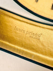Cintura in pelle verde inglese con fibbia dorata 