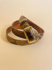 Cintura in pitone roccia beige con fibbia gioiello