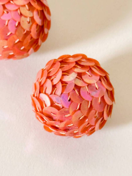 Clip a bottone in paillettes rosa salmone
