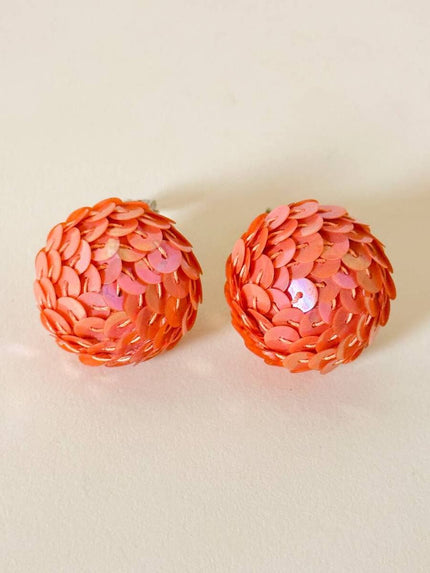 Clip a bottone in paillettes rosa salmone