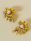 Clip dorate a forma di conchiglia con perle cabochon
