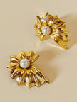 Clip dorate a forma di conchiglia con perle cabochon