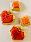 Clip pendenti a forma di cuore oro e corallo “Yves Saint Laurent”