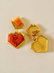 Clip pendenti a forma di cuore oro e corallo “Yves Saint Laurent”