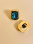 Clip oro con grande strass verde marino