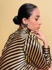 Clip oro con grande strass verde marino
