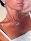 Clip pendenti argento con maxi strass “Yves Saint Laurent”