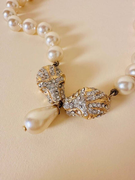 Collier di perle con teste di leopardo “Pierre Cardin”
