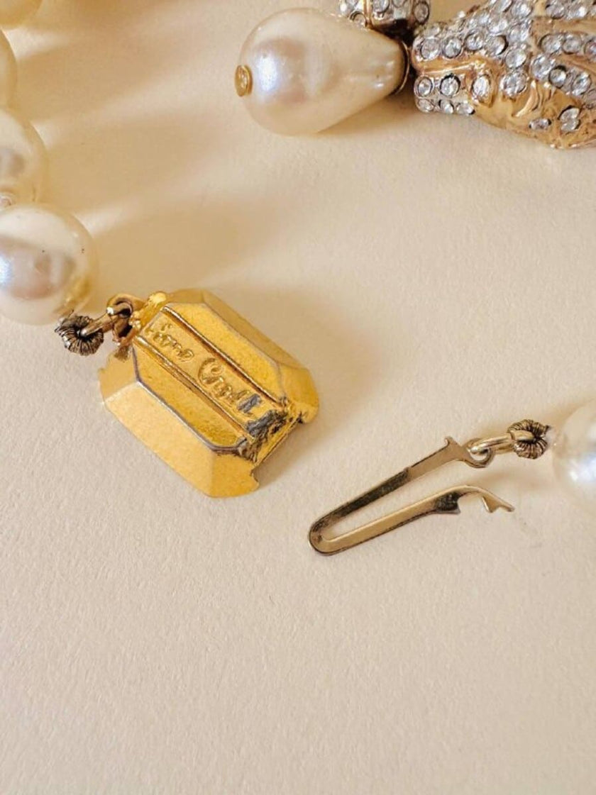 Collier di perle con teste di leopardo “Pierre Cardin”