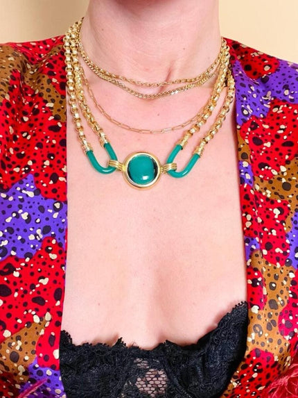 Collier in metallo e vetro 