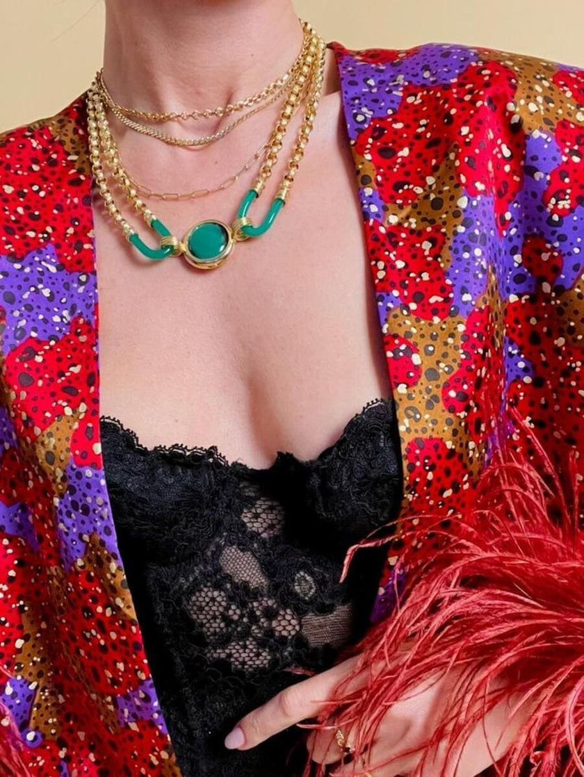 Collier in metallo e vetro 