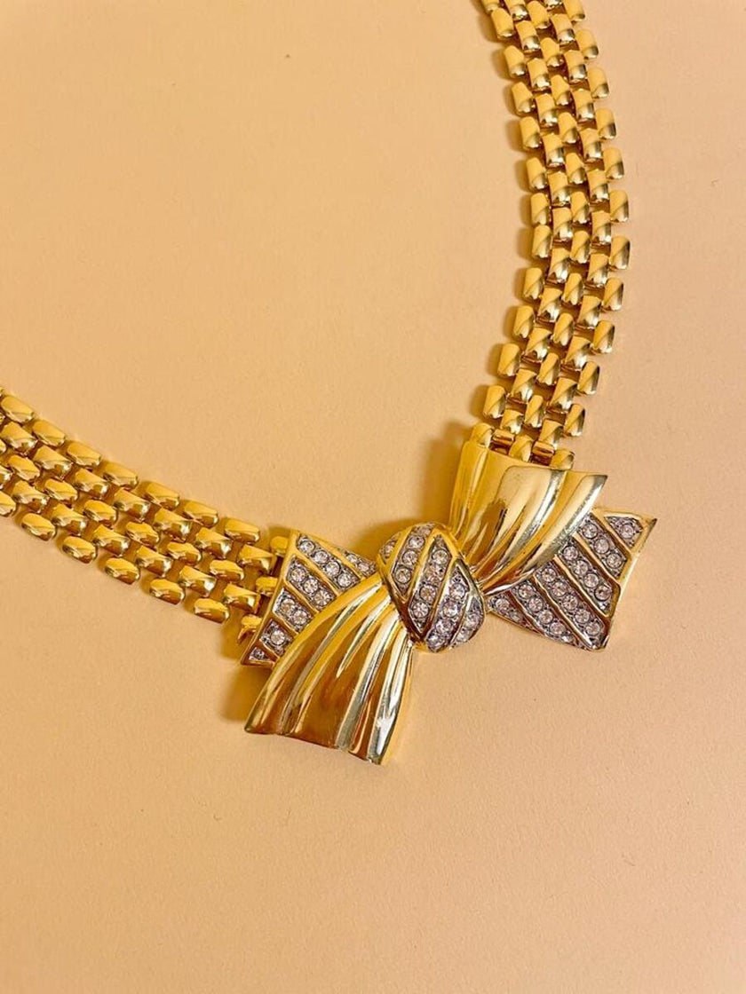 Gold-toned necklace with maxi bow