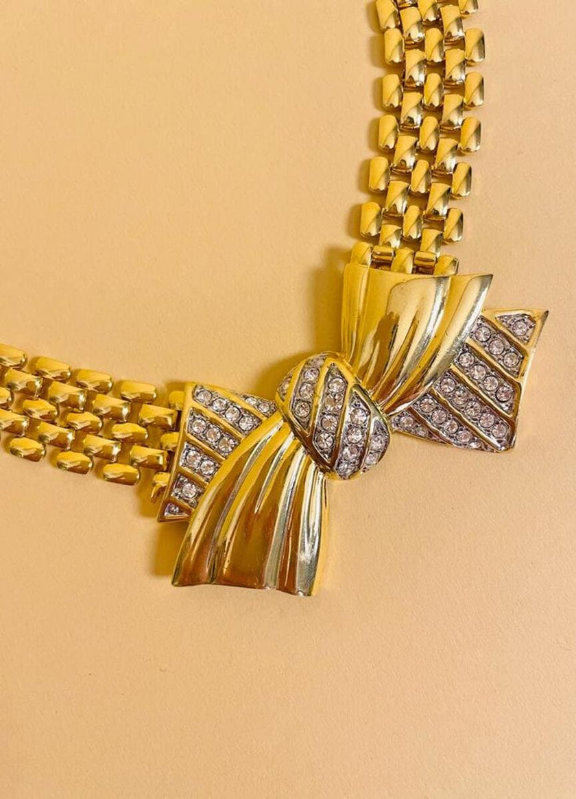 Gold-toned necklace with maxi bow