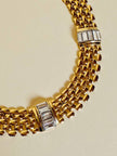 Collier in maglia metallica oro con cristalli incastonati