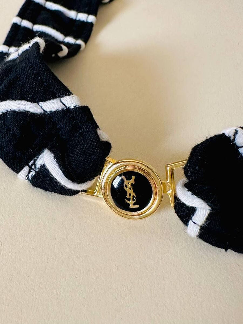 Completo nero a righe bianche “Yves Saint Laurent”