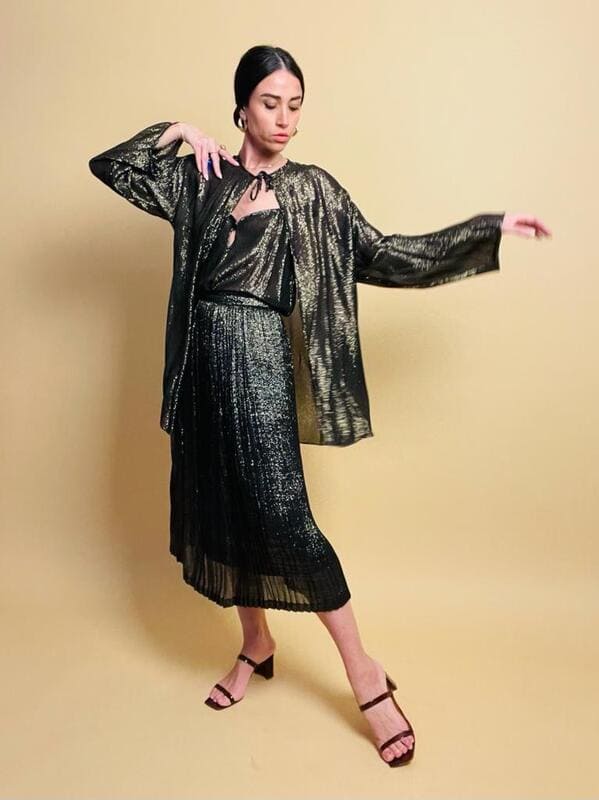 Vintage suit in seta e lurex