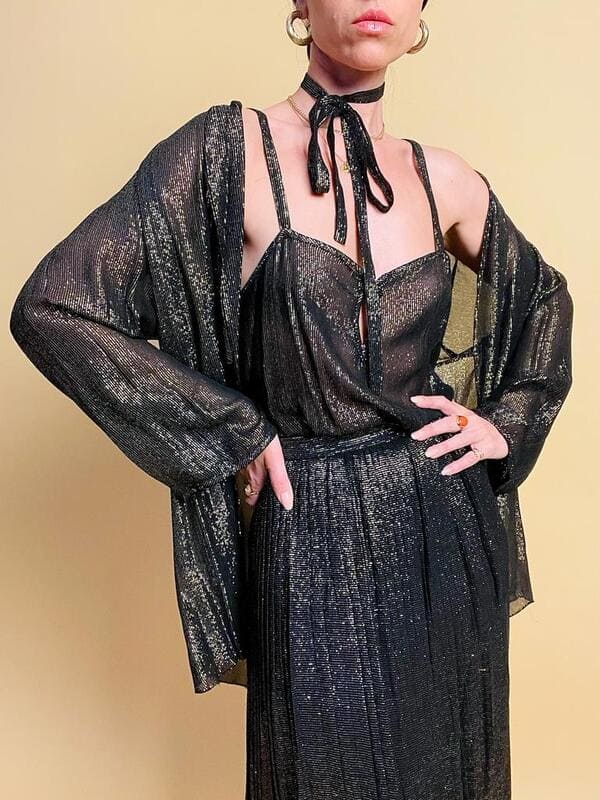Vintage suit in seta e lurex