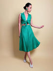 Completo sartoriale in seta verde smeraldo fantasia dadi