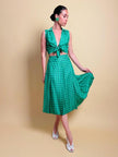 Completo sartoriale in seta verde smeraldo fantasia dadi