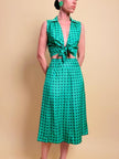 Completo sartoriale in seta verde smeraldo fantasia dadi