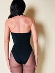 Costume intero nero con coppe preformate e dettaglio a riccio “La Perla”