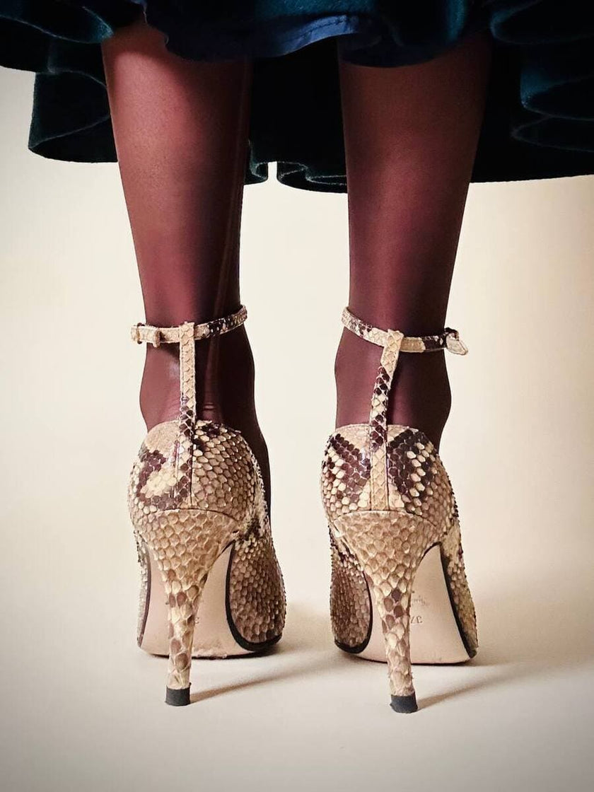 Décolleté in pitone roccia “Walter Steiger”