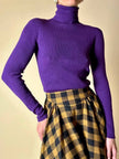 Dolcevita a costine viola in pura lana