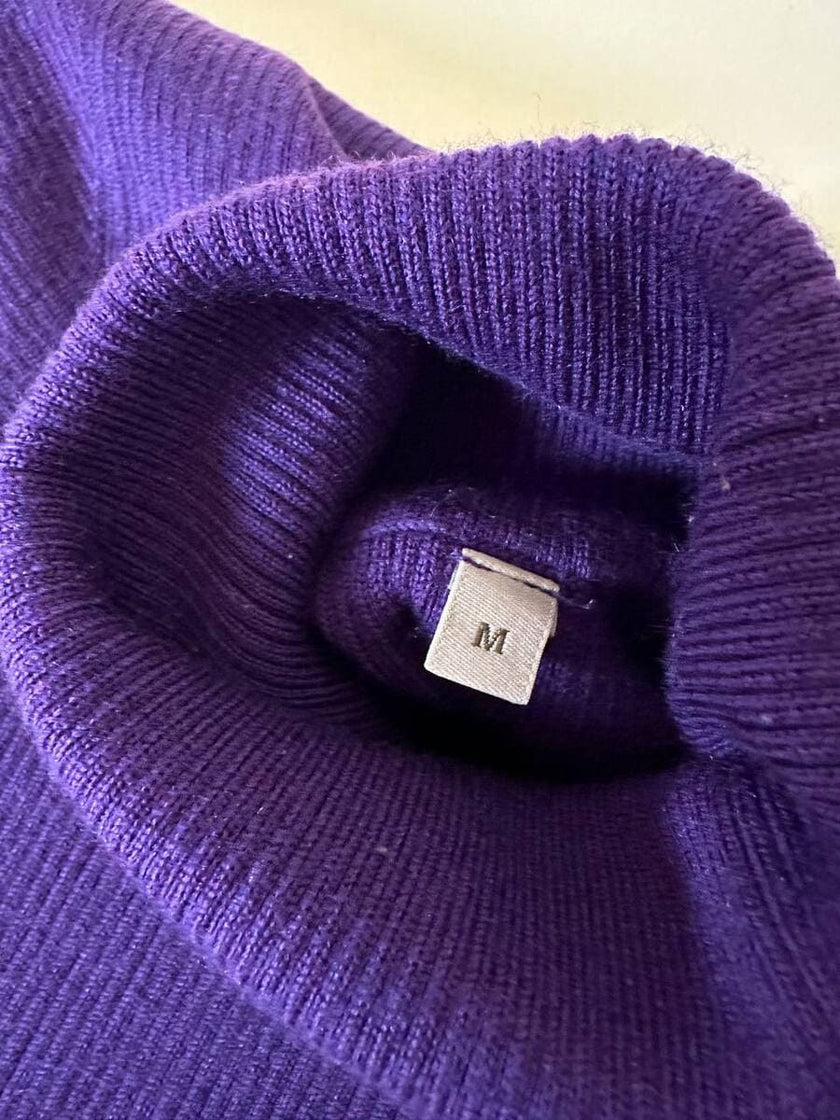 Dolcevita a costine viola in pura lana