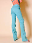 Ensemble top/pantalone turchese in lino e whips “Paola Frani”