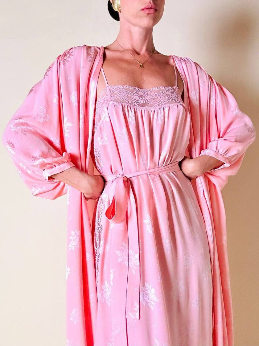 Ensemble in seta Jacquard rosa “Yves Saint Laurent”
