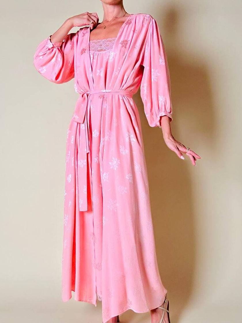 Ensemble in seta Jacquard rosa “Yves Saint Laurent”