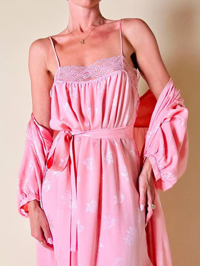 Ensemble in seta Jacquard rosa “Yves Saint Laurent”