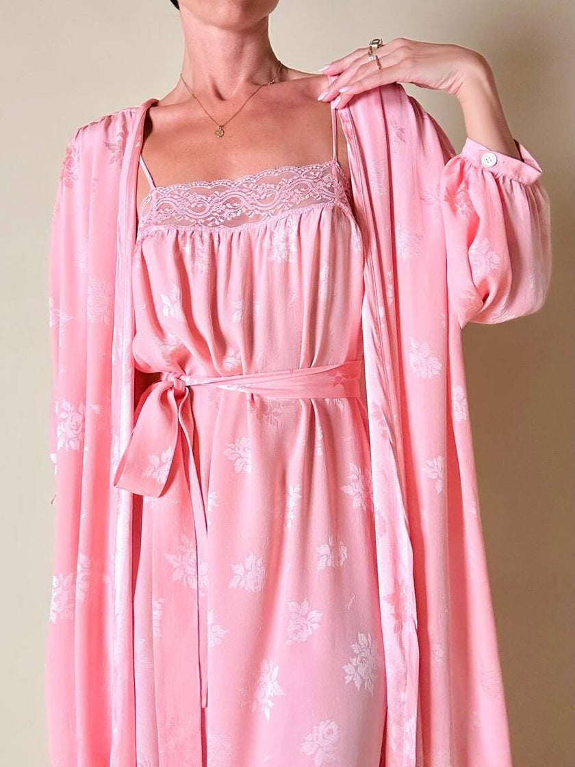 Ensemble in seta Jacquard rosa “Yves Saint Laurent”