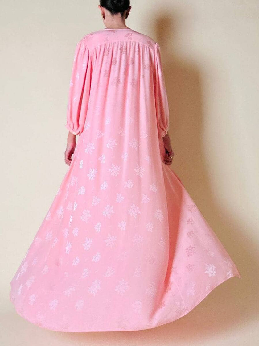 Ensemble in seta Jacquard rosa “Yves Saint Laurent”