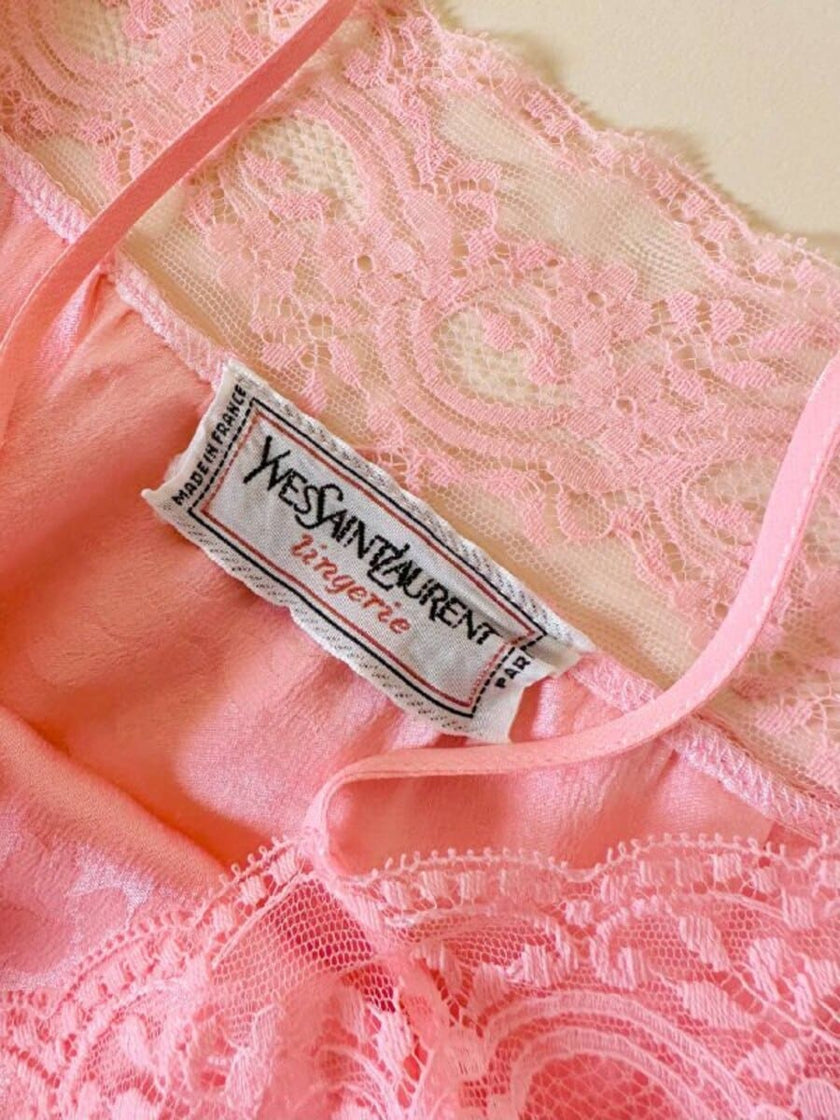 Ensemble in seta Jacquard rosa “Yves Saint Laurent”