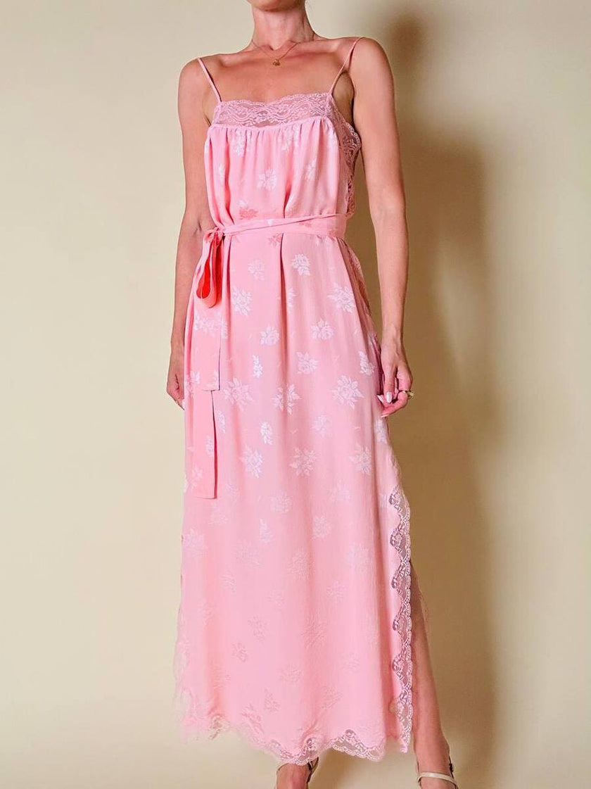 Ensemble in seta Jacquard rosa “Yves Saint Laurent”