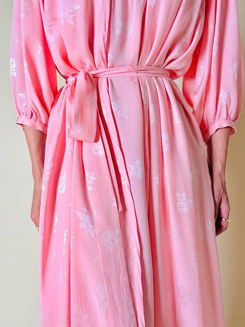 Ensemble in seta Jacquard rosa “Yves Saint Laurent”