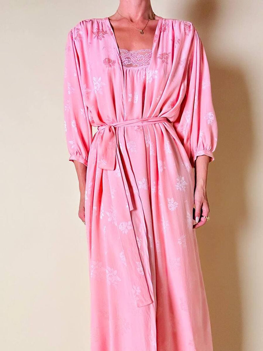Ensemble in seta Jacquard rosa “Yves Saint Laurent”